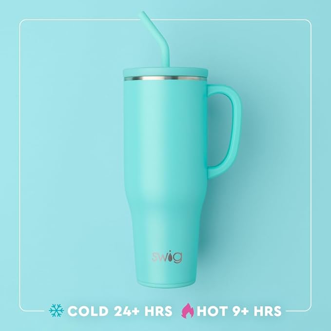 Swig Life 40oz Mega Mug, 40oz Tumbler with Handle and Straw, Extra Large Insulated Tumblers, Cup Holder Friendly Travel Mug (Alaska)