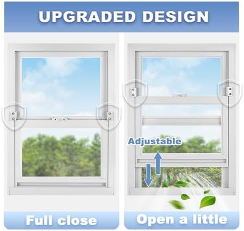 Sliding Window Locks,for Horizontal Sliding Windows,Window Security Lock with Key,Adjustable Aluminum Easv to Install Window Stopper,Window Locks for Up and Down Windows (6 Sets Silver)