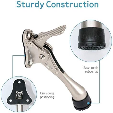 Door Stopper, One-Touch semi-Automatic Metal Door Stopper, with Non-Slip Rubber Tip for Wood, Concrete, Tiled, and Carpeted Floors (4inch x 1pack, Dark Grey)
