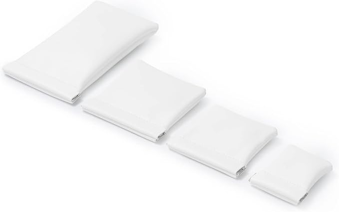 2 Pack PU Leather Slim Engagement Wedding Ring Pouch Leather Jewelry Pouch Christmas,Wedding Party Favor Gift Bag(Pearl White)