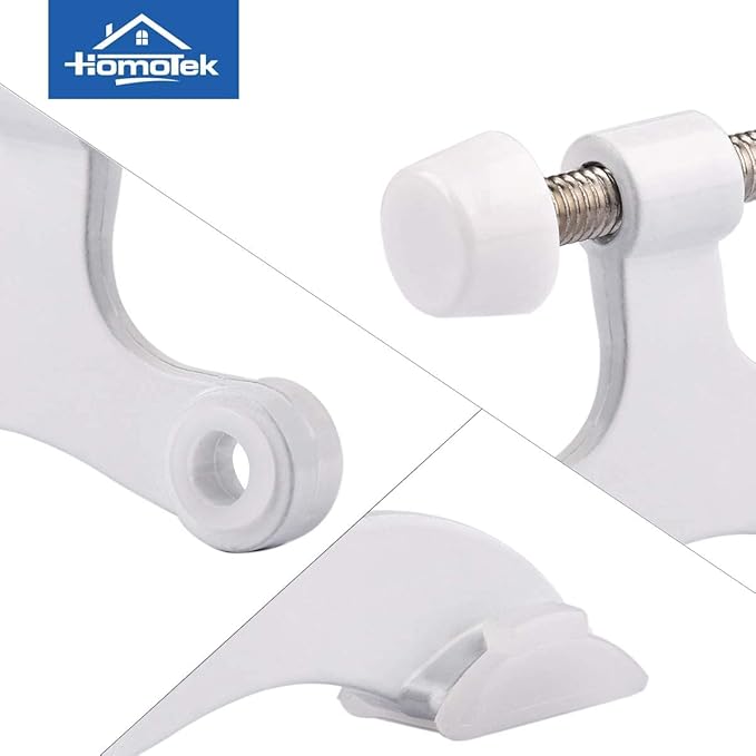 HOMOTEK 12 Pack Hinge Pin White Door Stopper,Adjustable Deluxe Heavy Duty Door Stopper 2-1/2"x1-3/4”,with White Rubber Bumper Tips