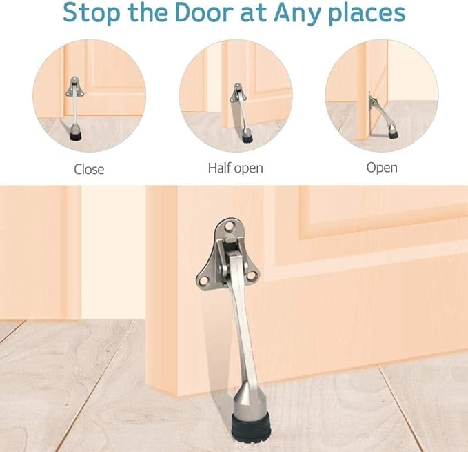 Door Stopper, Kick Down Door Stops for Heavy Doors, with Rubber Tip and Spring Lever, Adjustable, Easy to Set Down and Release, 4-Inch, for Wide Doors (4inch x 30pack, Dark Grey)