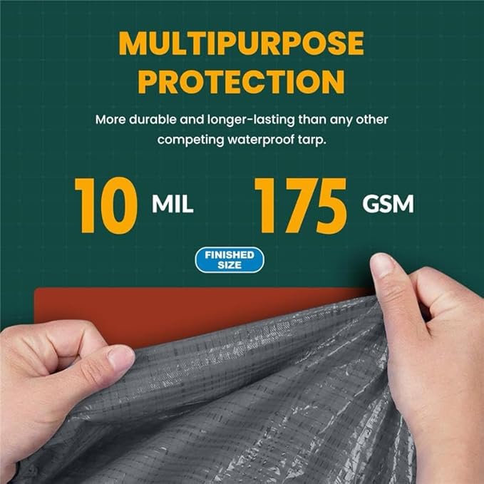 Trademark Supplies Tarp Cover Silver / Black Heavy Duty Thick Material, Waterproof, Great for Tarpaulin Canopy Tent, Boat, RV or Pool Cover!!!