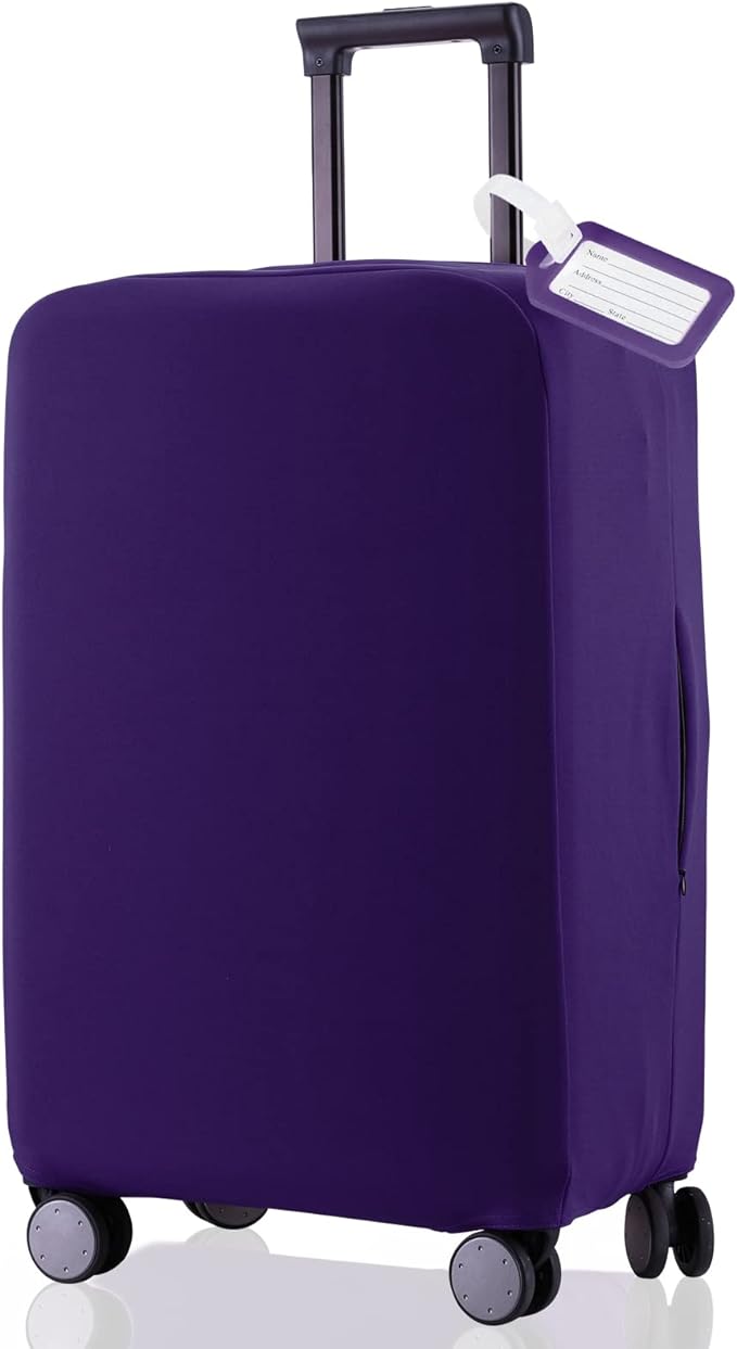 Travel Luggage Cover Suitcase Protector Scratch-Resistant Fit 19-31 Inch Suitcase, Not Included Suitcase (Purple, XL(28-29 inch))