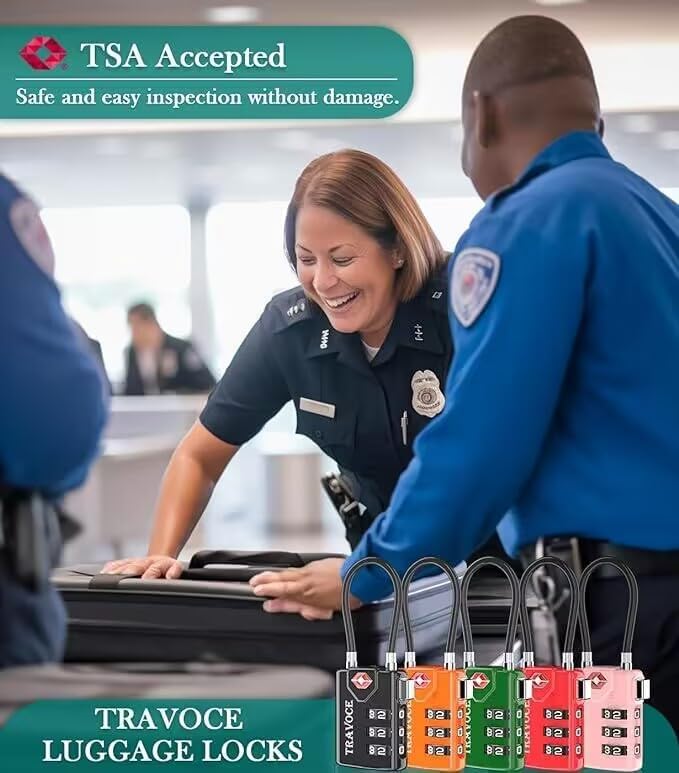 Search Alert TSA Approved Travel Combination Luggage Cable Locks for Suitcase, Gym Locker,Toolbox,Backpack 1,2,4,6 &10 pk (Lime 2 Pack)