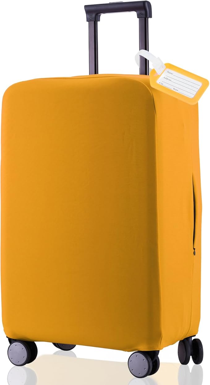 Travel Luggage Cover Suitcase Protector Scratch-Resistant Fit 19-31 Inch Suitcase, Not Included Suitcase (Yellow, SX(22-23 inch))