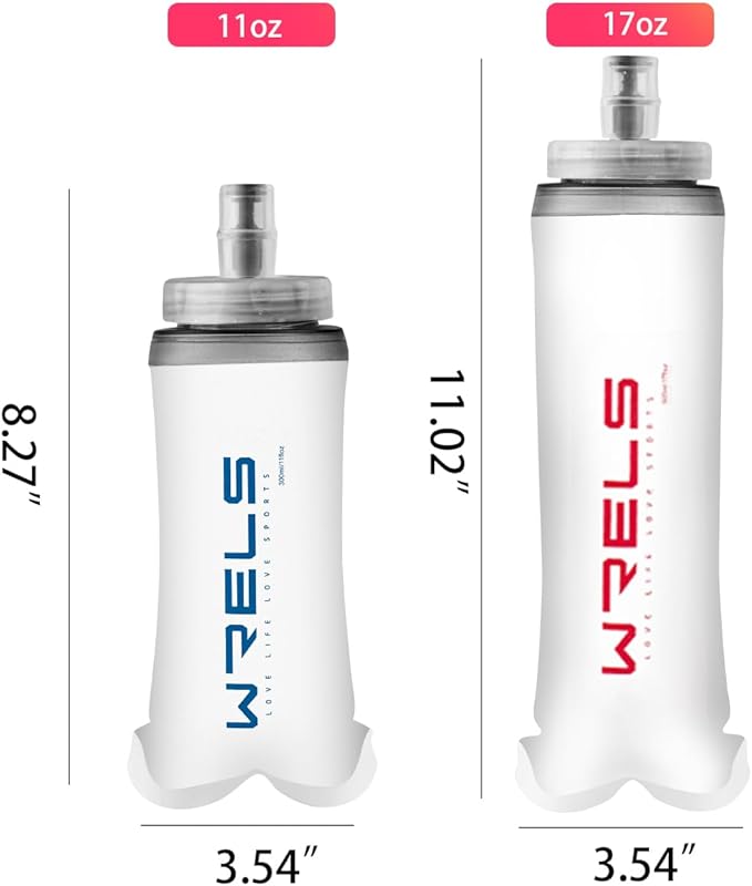 Soft Flasks Soft Running Water Flask Collapsible Soft Water Bottles Small BPA-Free for Sports Hiking Hydration Pack 500 ml/17oz，300 ml/10oz（300ml,red）