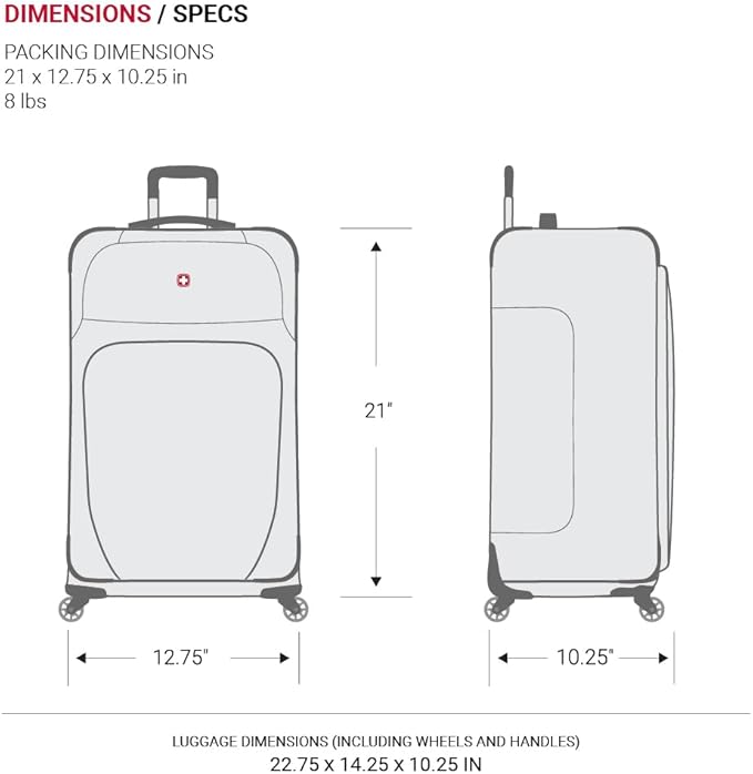 SwissGear Sion Softside Expandable Luggage, Evergreen, 3-Piece Set (21/25/29)