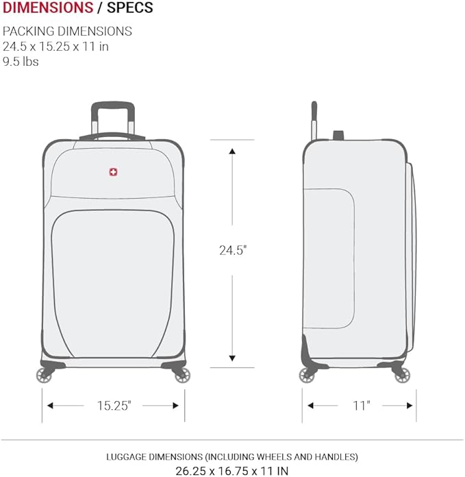 SwissGear Sion Softside Expandable Luggage, Evergreen, Checked-Medium 25-Inch