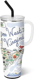 Swig Life 40oz Mega Mug, 40oz Tumbler with Handle and Straw, Extra Large Insulated Tumblers, Cup Holder Friendly Travel Mug (West Virginia)