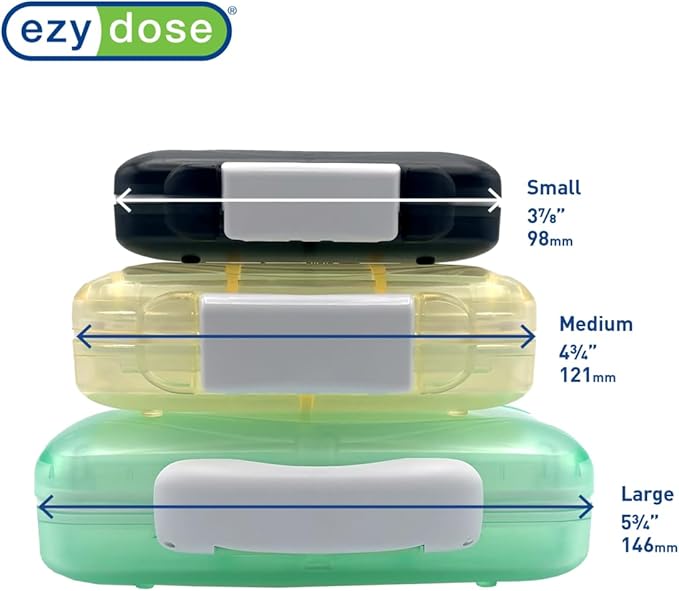 EZY DOSE Moisture-Proof Pill Case, Medicine Planner, Vitamin Organizer Box, Travel-Friendly, Latch-Closure to Secure Contents, 7 Individual Compartments Multiple Sizes with Tight Seal, Medium, Cream