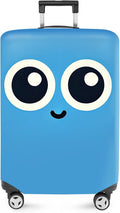 ANNA QUEEN Cute Smiley Face Luggage Cover, Blue Cartoon Suitcase Protector with Big Eyes Design, Stretchable, Washable Travel Cover for 28-30 Inch Luggage