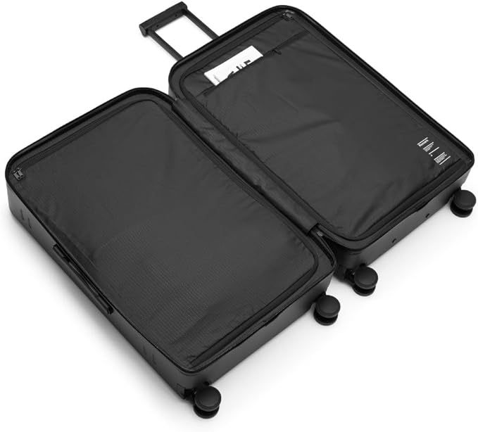 D_b_ Ramverk Pro Large Check-In 28 Inch Hardside Luggage Extra Protection Aluminum Frame, Silent 360 Spinner Wheels, TSA Lock, Interior Laptop Compartment and Two Zipper Dividers - Black Frame/Black