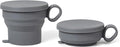 carrotez 2 pack Mini Silicone Collapsible Travel Cup for Camping, Hiking, Backpacking, and Picnics, 6 oz, Reusable, Food-grade, BPA- Free, Lightweight, Unbreakable, Portable, Small - Modern Grey