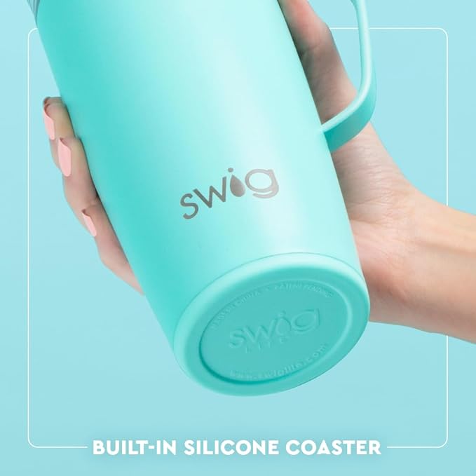 Swig Life 22oz Travel Mug, Insulated Tumbler with Handle and Lid, Travel Coffee Mug, Cup Holder Friendly, Stainless Steel 22 oz Tumbler, Reusable Insulated with Lid (Massachusetts)