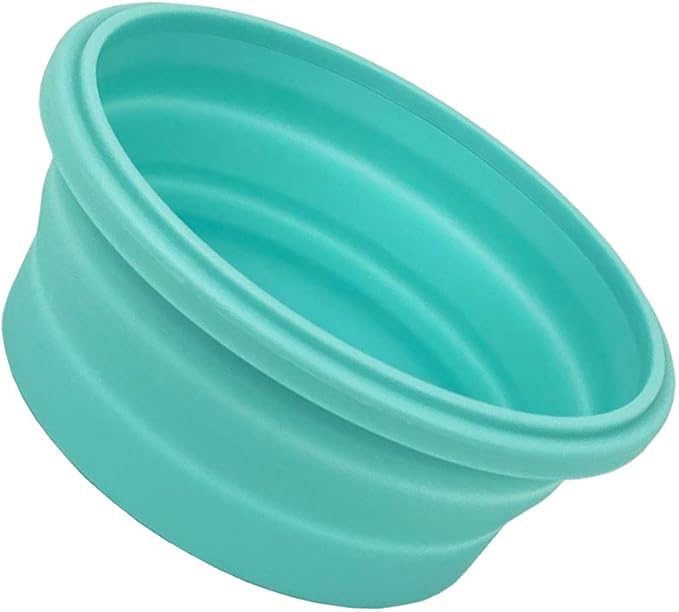 CARTINTS Small Collapsible Bowl Silicone Food Storage Containers Collapsible Camping Bowl for Travel Camping Hiking with Airtight Plastic Lids and 2Pack Silicone Dish Sponges- Blue, 500ml