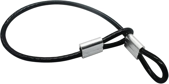 10 Pcs 2mm Wire 24 inch Vinyl Coated Stainless Steel Cable with Loops Short Wire Rope Lanyard Lock Security Chain Link for Outdoor Gates, Black (2mm x 24inch)