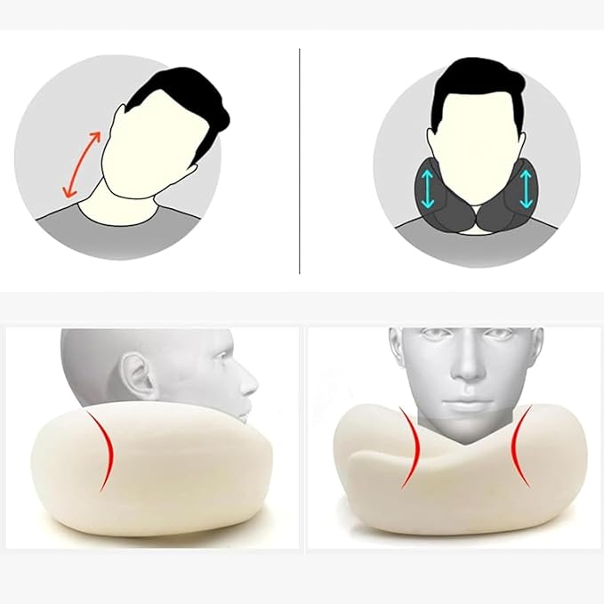 RURING Travel Pillows for Airplanes, Travel Neck Pillow Travel Pillow, Neck Pillow Airplane Memory Foam 360 Degree Support Stowable Pillows for Airplanes Offices and Cars (Pink)