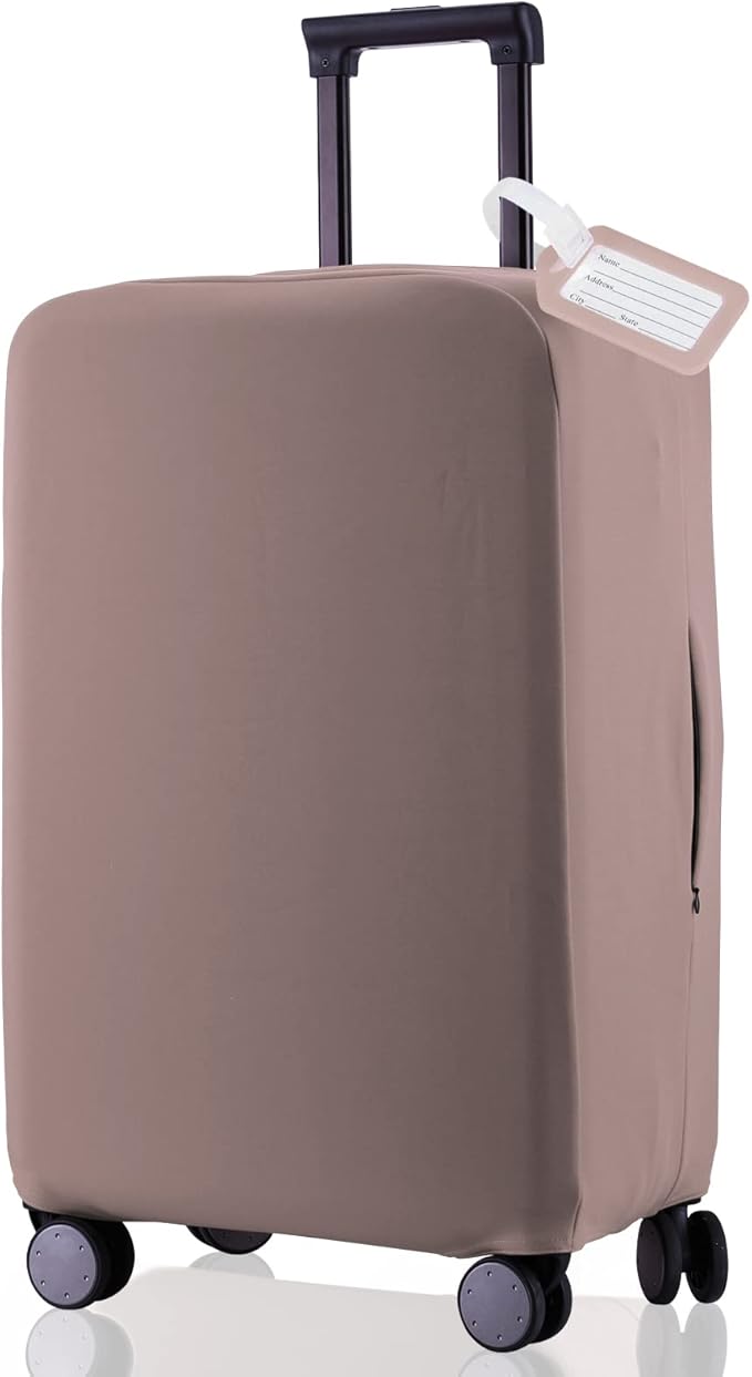Travel Luggage Cover Suitcase Protector Scratch-Resistant Fit 19-31 Inch, Not Included Suitcase (Khaki, S(19-21 inch))