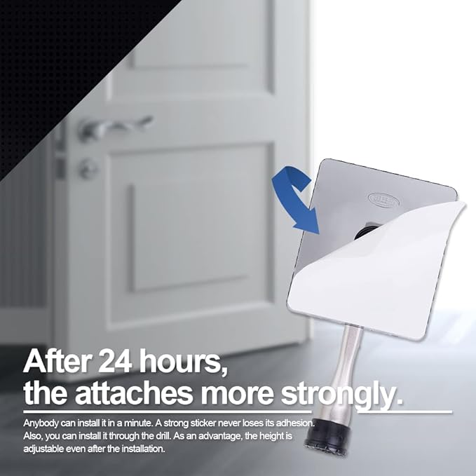 One-Touch Doorstop Adhesive Bracket (Black, 4inch x 1pack)