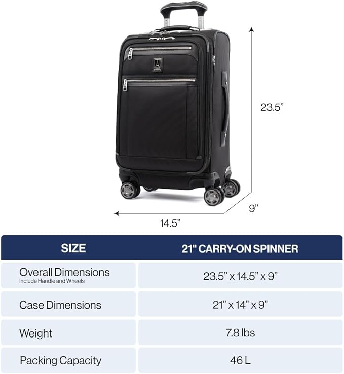 Travelpro Platinum Elite Softside Expandable Carry on Luggage, 8 Wheel Spinner Suitcase, USB Port, Suiter, Men and Women, Rich Espresso Brown, Carry On 21-Inch