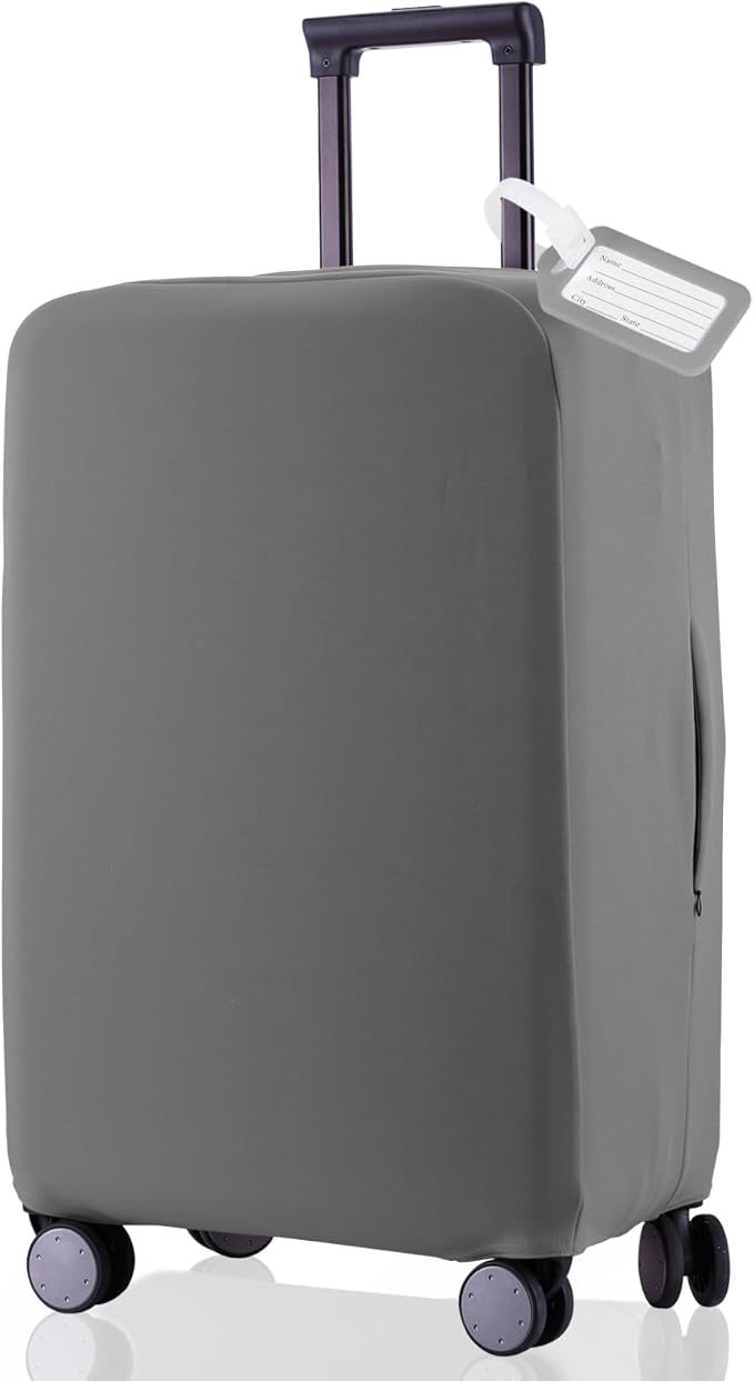 Travel Luggage Cover Suitcase Protector Scratch-Resistant Fit 19-31 Inch Suitcase, Not Included Suitcase (Slate Gray, M(24-25 inch))