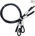 4 pcs 20 inch (50cm) 5mm Thickness Galvanized Steel Wire Rope Lanyard Cable Tether Safety Strap with Braided Steel Rubber Coated and 2 Loops Black
