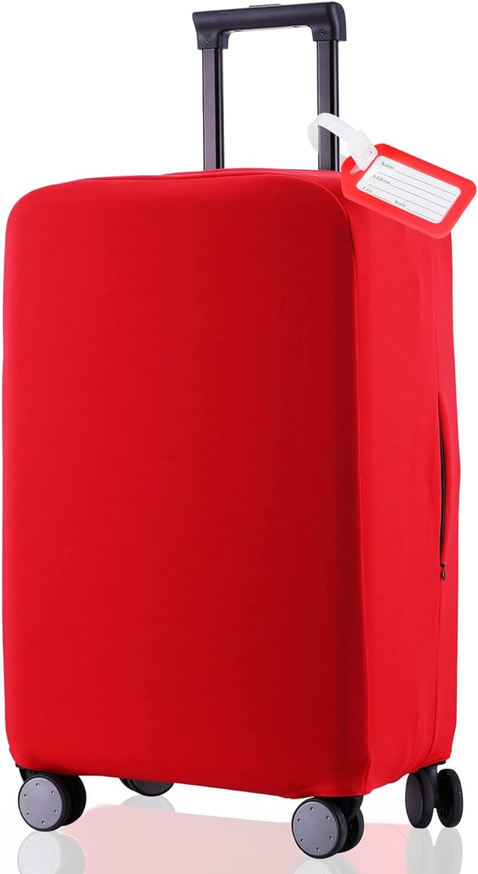 Travel Luggage Cover Suitcase Protector Scratch-Resistant Fit 19-31 Inch Suitcase, Not Included Suitcase (Red, L(26-27 inch))