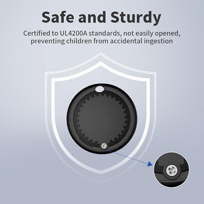 Smart Tag - 4 Pack Bluetooth Tracker Work with Find My (Apple's Official MFI Certification), Key Finder Item Locator Smart Tag for Keys, Luggage, Wallet, Bike, Black (NOT for ANDRIOD and Huawei)