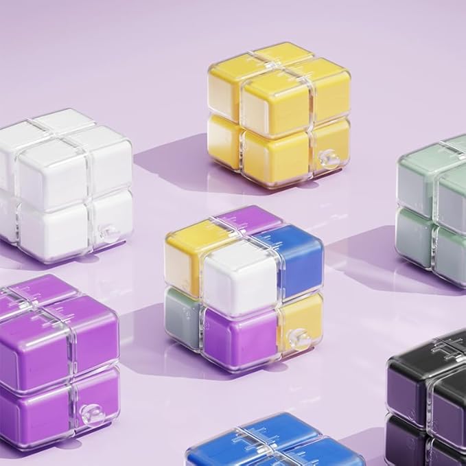 Travel Pill Organizer,Magnetic Cube Cute Pill Box,Pill Compact with 8 Compartment,Vitamin Cases Organizers 7 Day for Vitamins & Supplements (White)