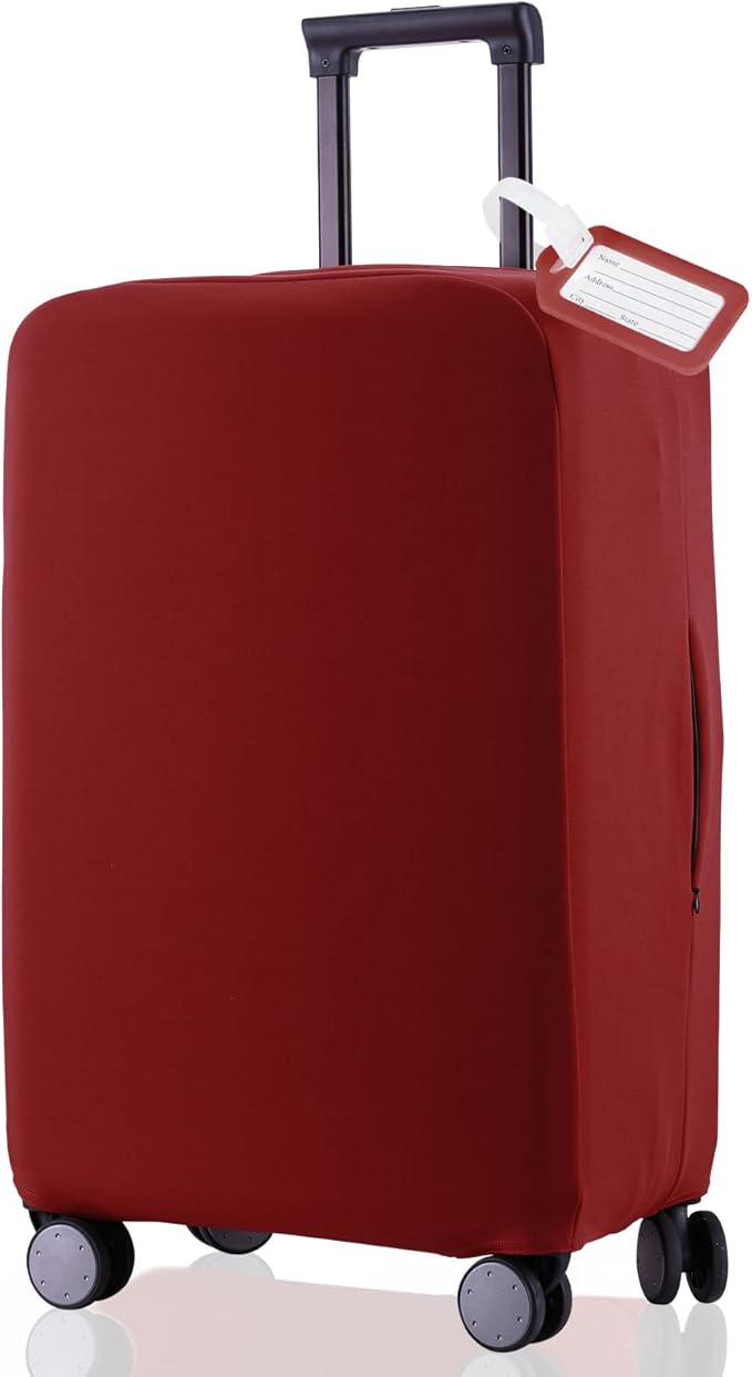 Travel Luggage Cover Suitcase Protector Scratch-Resistant Fit 19-31 Inch Suitcase, Not Included Suitcase (Claret, XL(28-29 inch))