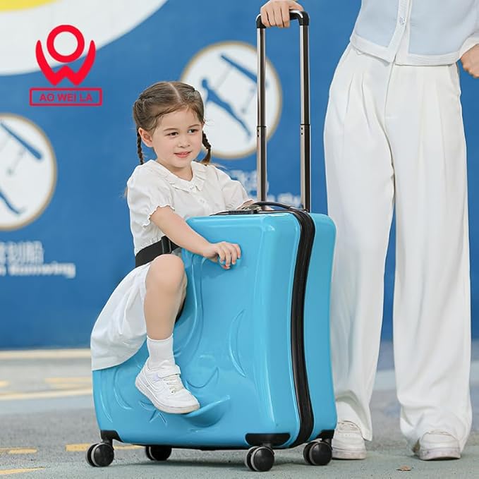 N-A Kids Ride On Suitcase with Wheels, Scooter Luggage for Toddlers Travel, Durable Children's Suitcase for Boys & Girls Ages 2-13 Years