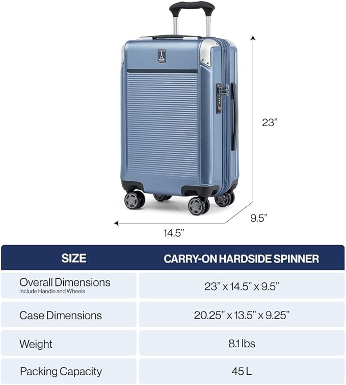 Travelpro Platinum Elite Hardside Expandable Carry on Luggage, 8 Wheel Spinner, TSA Lock, Hard Shell Polycarbonate Suitcase, Metallic Sand, Carry on 21-Inch