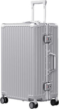 AnyZip Luggage PC+ABS Aluminum Frame Zipperless Checked Luggage Hard Shell Suitcase with TSA Lock Double Spinner Wheels 24 Inch Silver