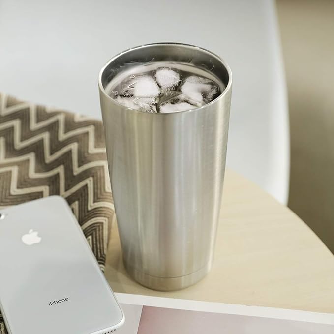 DOMICARE 20oz Stainless Steel Tumbler Bulk with Lid, Double Wall Vacuum Insulated Travel Mug, Powder Coated Coffee Cup, Stainless Steel, 12 Pack