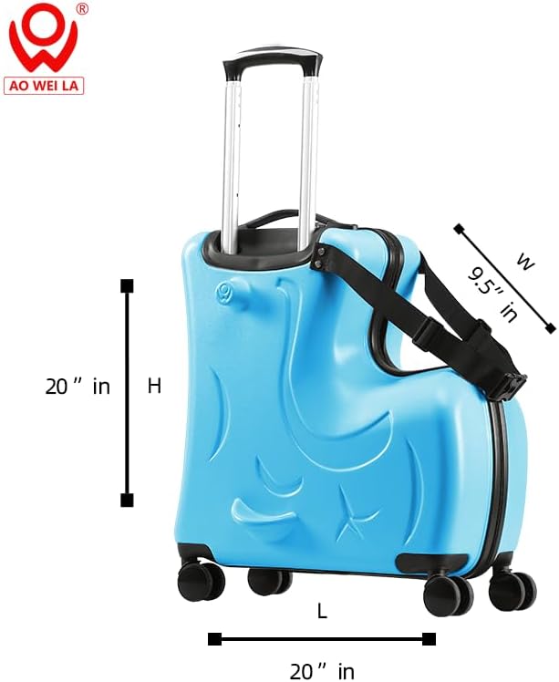 N-A Kids Ride On Suitcase with Wheels, Scooter Luggage for Toddlers Travel, Durable Children's Suitcase for Boys & Girls Ages 2-13 Years
