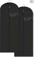 Dress Bags for Gowns Long, 60'' Garment Bags for Hanging Clothes, Suit Bag Cover for Storage and Travel, 2 Pack (Black)