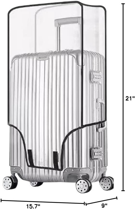 Clear Suitcase Cover - 20 24 26 28 30 Inch Waterproof PVC Suitcase Cover - Transparent Travel Suitcase Wrap - Protective Cover Case for Wheeled Luggage (24-Inch)