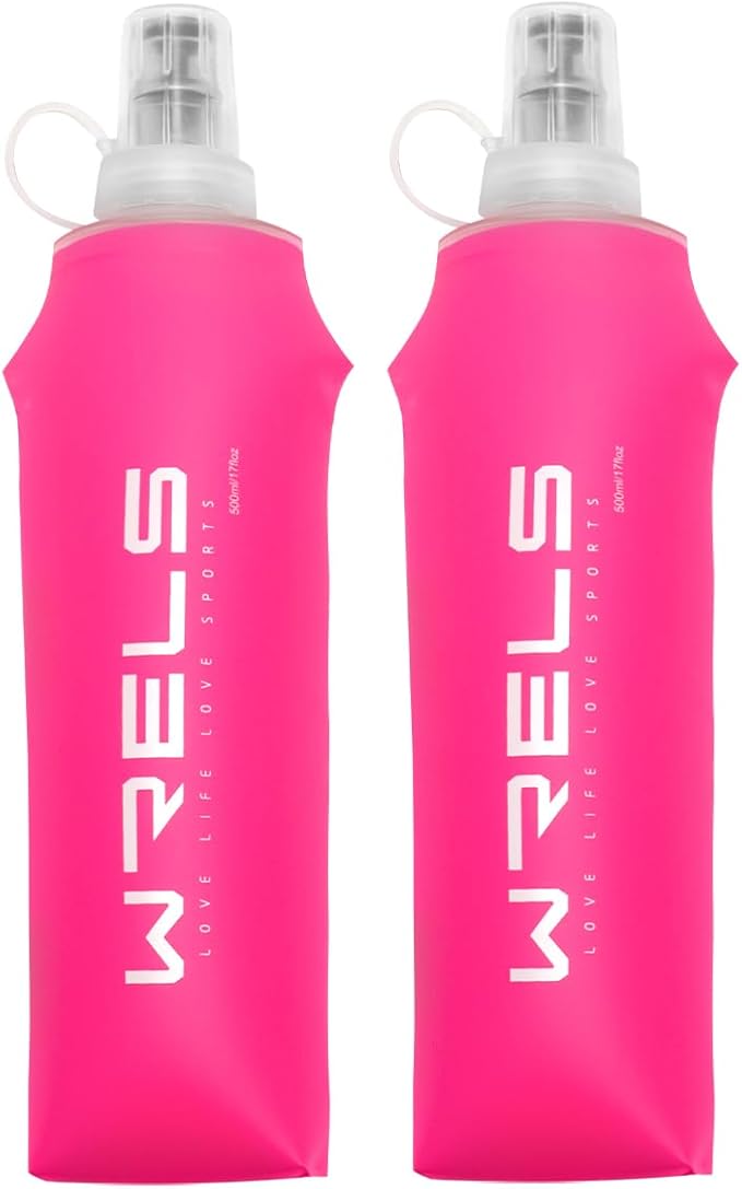 Folding Soft Flask Portable Collapsible Running Lightweight Water Bottle for Outdoor Sports,Travel with Mouthpeice Cover
