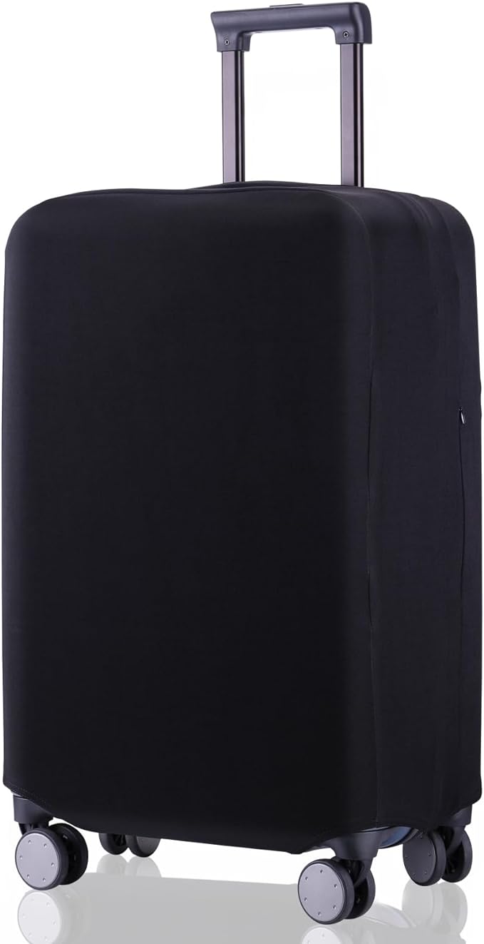 Travel Luggage Cover Suitcase Protector Scratch-Resistant Fit 19-31 Inch Suitcase, Not Included Suitcase (Black, S(19-21inch))