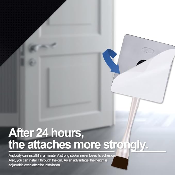 One-Touch Doorstop Adhesive Bracket (Satin Nickel, 6inch x 1pack)