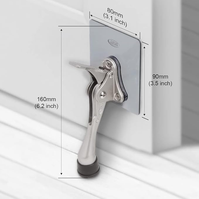 One-Touch Doorstop Adhesive Bracket (Satin Nickel, 4inch x 1pack)