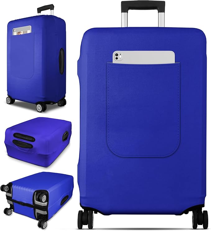 Slohif Luggage Cover for Suitcase Tsa Approved Protector - Luggage Sleeve Suit Case Cover Travel Stretch Large Baggage Case Protective Washable Fit 29-30 Inch Blue