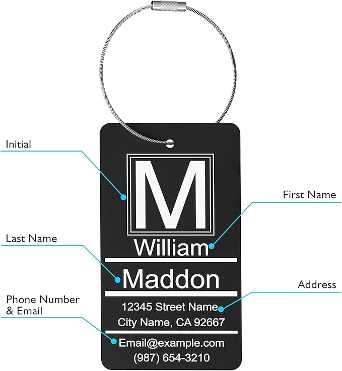 Luggage Tags for Suitcase - Personalized Engraved Metal Tag for Cruise Travel - Pink Custom Name Tags Suitable for Bags and Backpack