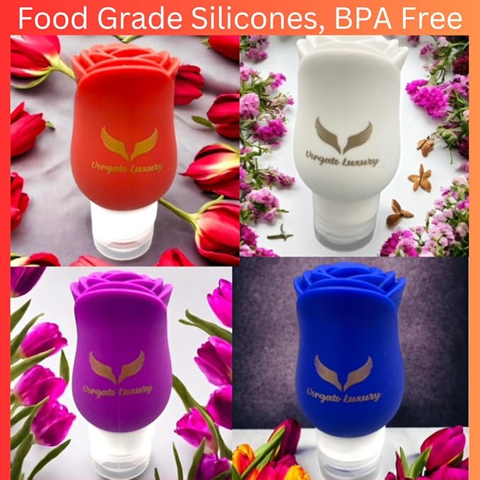 Vorgato Luxury- Silicone Travel Bottles for Toiletries - 3oz Silicone - TSA Approved - Refillable Travel Bottles 3 pcs (Fuschia, Red, Blue)