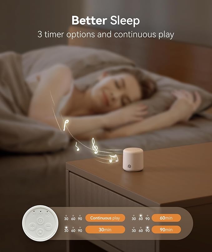 Dreamegg Travel White Noise Machine - Portable Sound Machine for Baby Adults, Travel Sound Machine for Sleep, 16 Nature Sound, Timer, White Noise Machine for Sleeping Gift, Pink
