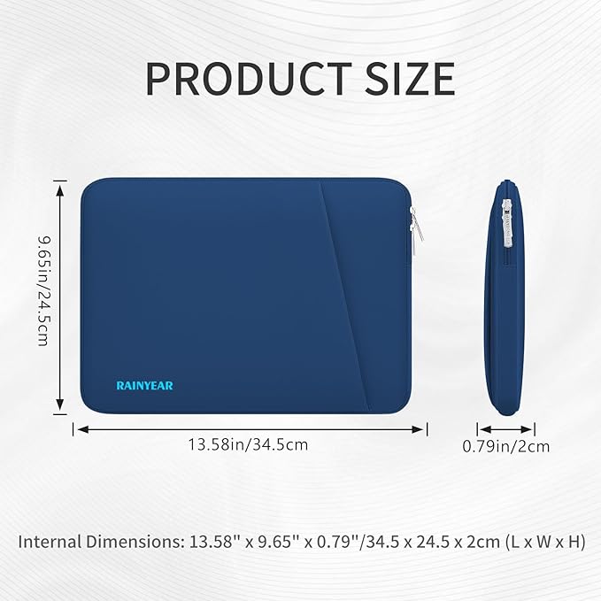 RAINYEAR Laptop Sleeve Case with Front Pocket, 13.3 Inch Protective Portable Case Briefcase Laptop Bag Cover Compatible with MacBook Air/Pro 13-13.3 inch, MacBook Pro/Max 14 inch, Navy Blue