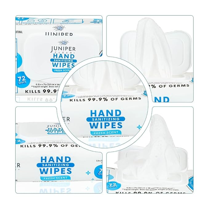 24 Pack Hand Sanitizing Wipes, 1728 Count Disposable Hand Sanitizer Wipes, Fresh Scent, Lint Free & Durable