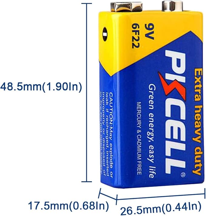 PKCELL 9V Dry Battery (100 Count)– Ultra Long-Lasting 9 Volt Carbon Zinc Battery, 3-Year Shelf Life, Leak-Proof 9V Battery for Smoke Detectors