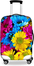 Colorful Sunflower Travel Luggage Cover Spandex Elastic Suitcase Protector for 30-32 Inch Luggage